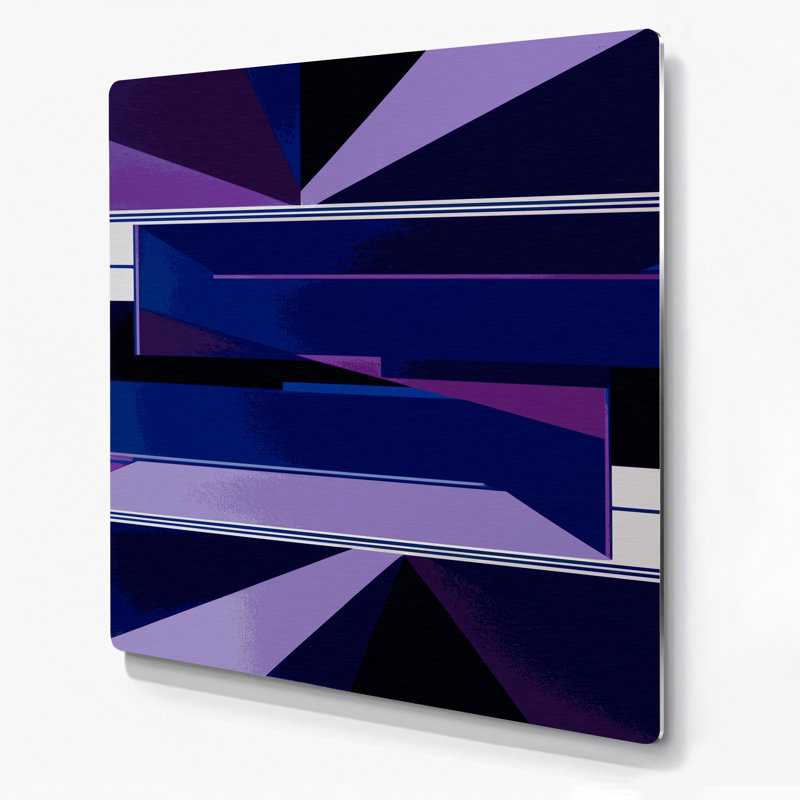 Art mural Hard Edge 33 en métal bleu, H 16 po x l 16 po