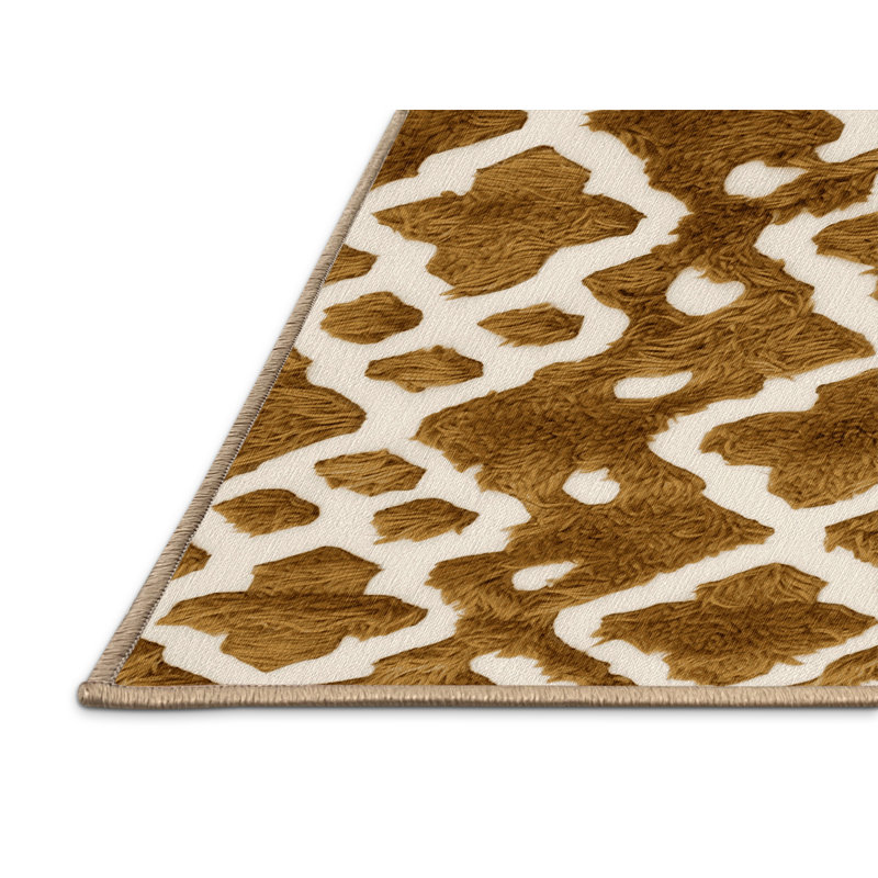 Machine Washable Trellis Brown Area Rug, Rectangle 7' x 9'