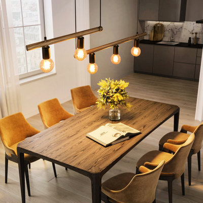 5- Luminaire suspendu pour la cuisine - Finition bronze, rouille, fer à repasser à intensité variable, réglable, longueur réglable