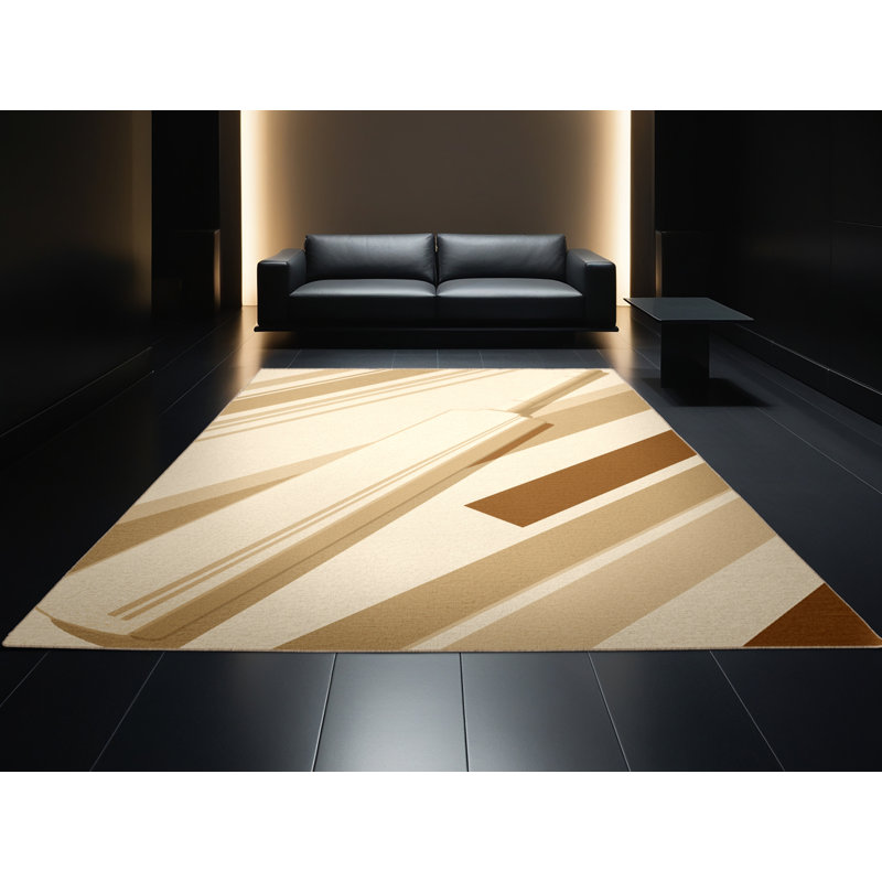 Machine Washable Rayan Cricket Bat Ball Classic Striped Rug in Beige – Beige Binding, 5x8