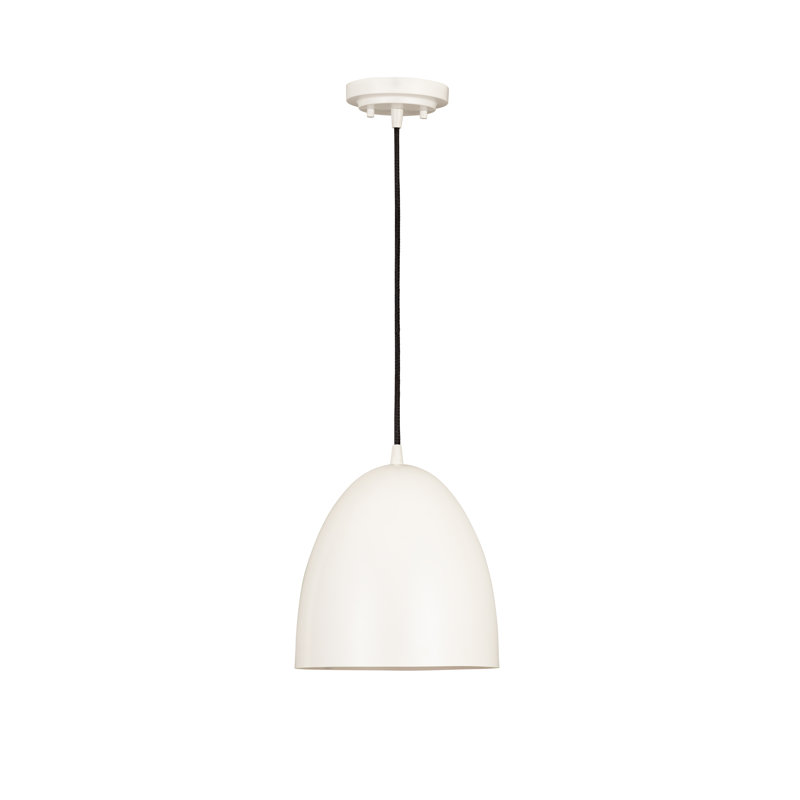 Luminaire suspendu 1 lumière Havertown Dome, H 13,5 po x l 9,5 po x P 9,5 po, Blanc mat, Blanc