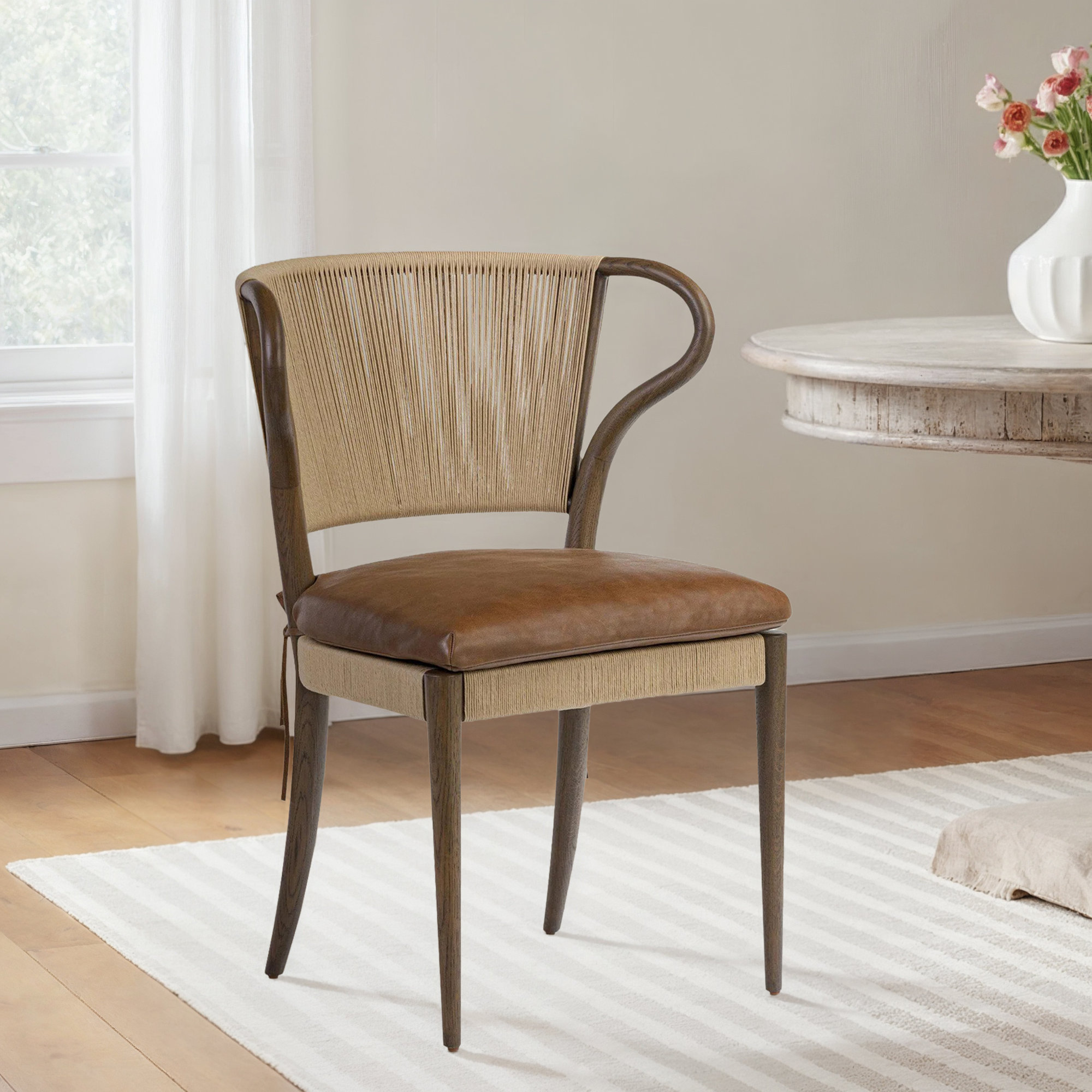 Amira Armless Dining Chair, Brown/Dulane Mahogany