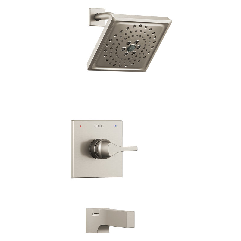 Zura Pressure Balance 14 Series Tub and Shower Trim with Single Lever Handle and Monitor, Stainless