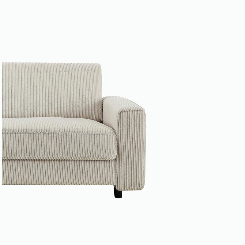 Canapé moderne en velours côtelé 3 places, H 33 po x l 86 po x P 32 po, Beige