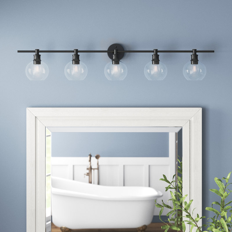 Éclairage pour meuble-lavabo en verre Drinkard, Transparent, Noir, 5 Lights