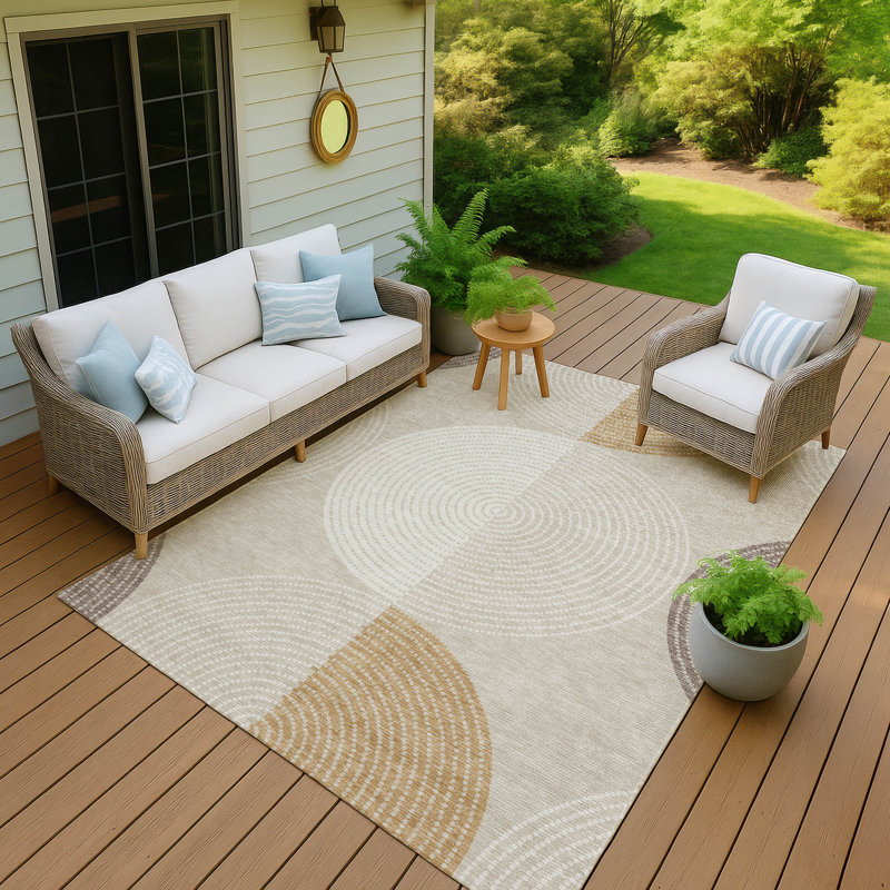 Tapis géométrique intérieur / extérieur lavable à la machine ACN2281, Rectangle 10 pi x 14 pi