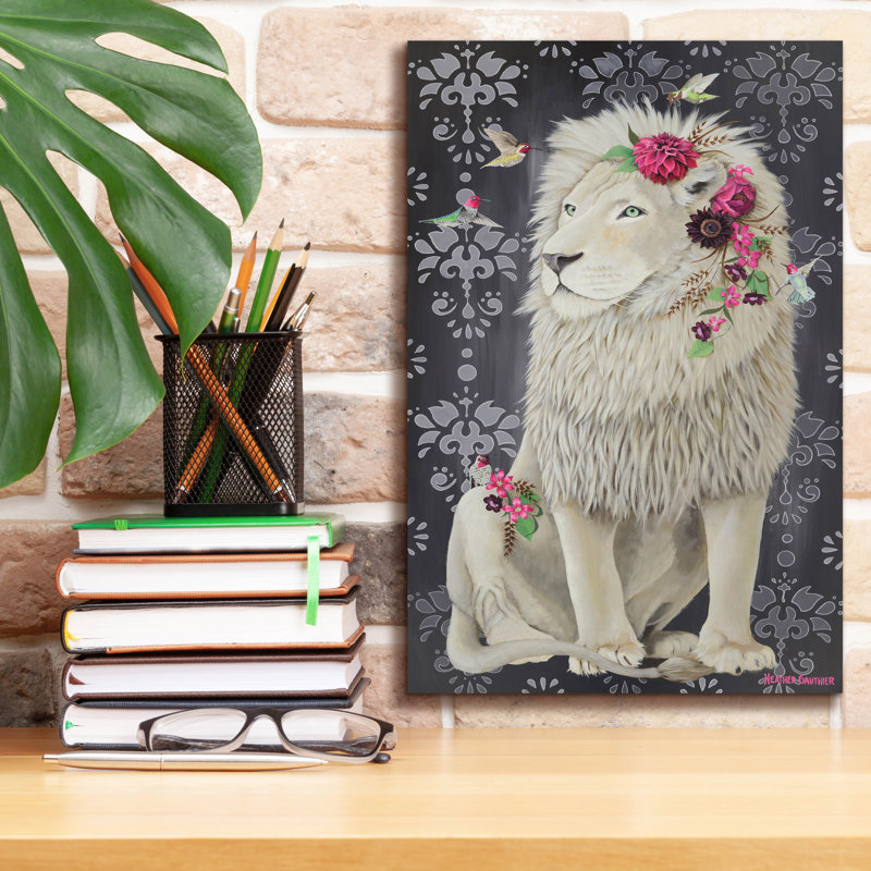  «White Lion» par Heather Gauthier, art mural sur toile, 12 po x 18 po