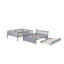 Lit superposé double au-dessus de double avec lit gigogne, échelle et garde-corps - Bois d'hévéa robuste pour chambre d'enfant-962753996