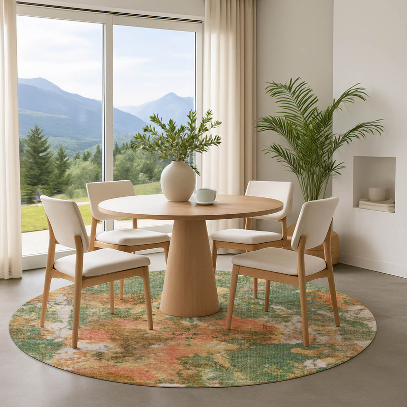 Premium Machine Washable Lubbers AMF1756 Modern Rug, Round 8'
