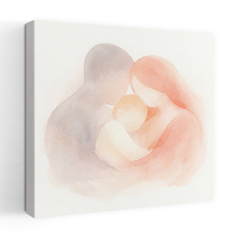 Abstrait portrait de famille abstrait dans des tons chauds, art mural contemporain, H 36 po x l 36 po