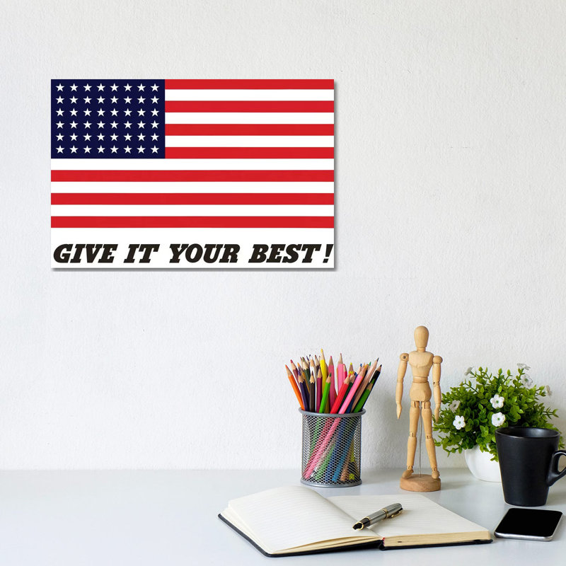 War Propaganda Poster Featuring The American Flag by Stocktrek Images - Wrapped Canvas Painting, 20.32 cm H x 30.48 cm W