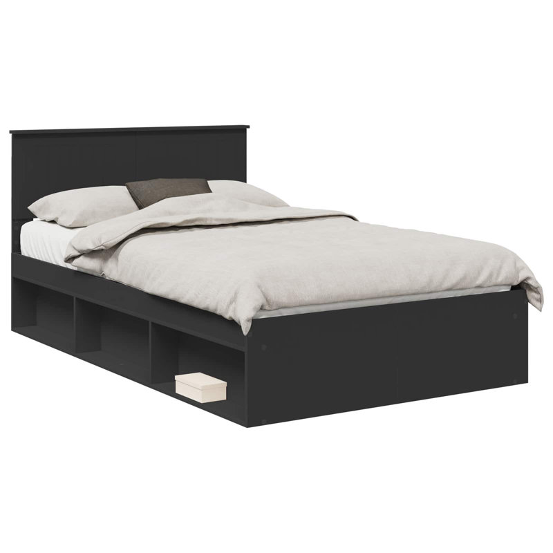 Solid Wood Bed, Black, Small Double (4')