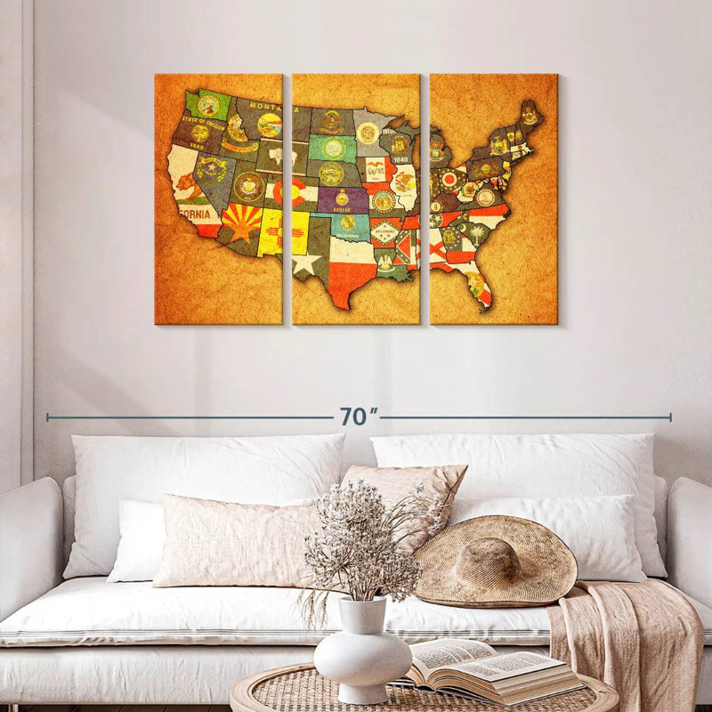 Aliaz State Flags USA Map, 28" H x 45" W