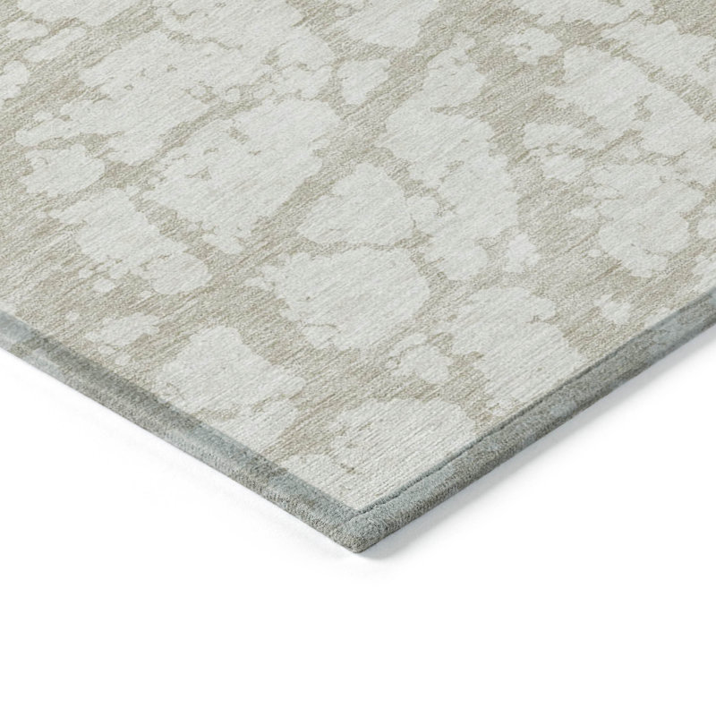 Tapis extérieur lavable abstrait ivoire et beige 5 pi x 8 pi