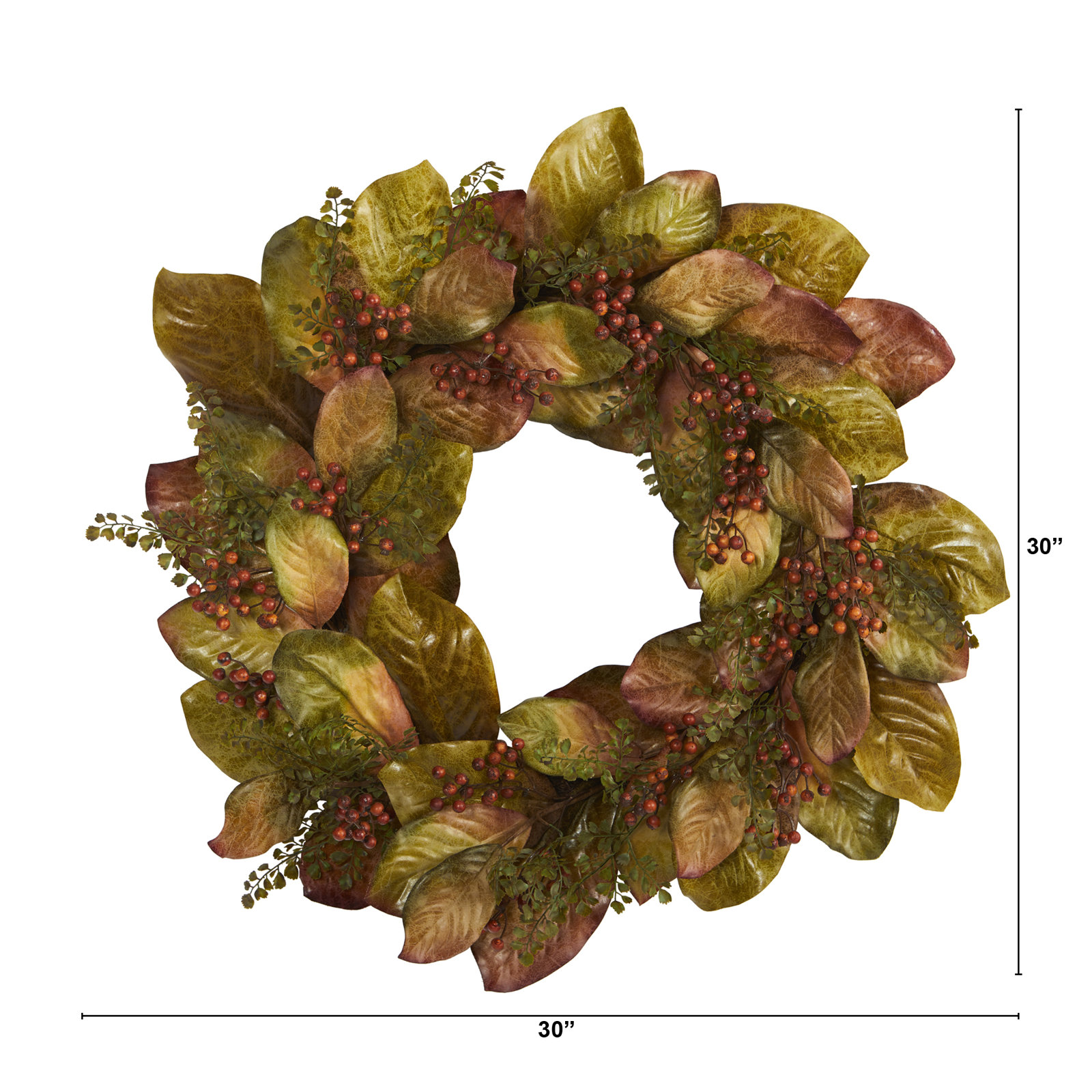 30" Magnolia Wreath, Orange