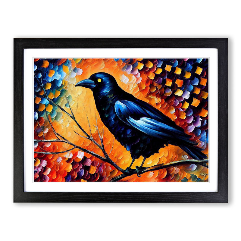 Crow Bird Vol.7 Abstract - Framed Print, 34cm H x 46cm W x 2cm D, Black