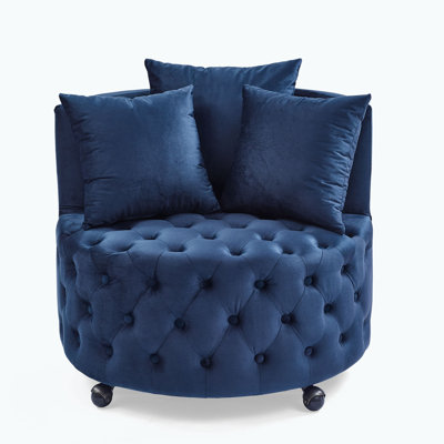 Button Tufted Velvet Upholstered Swivel Chair