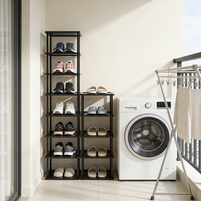 Grand range-chaussures de coin, support de rangement en bambou empilable à 12 niveaux pour vestibule, placard, salon et petits espaces