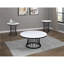3 ensembles de cocktail de luxe avec tables rondes en faux marbre et bases en forme de cage, 1 table basse et 2 extrémités pour les maisons modernes de style 3 pièces avec des structures de base rigides,