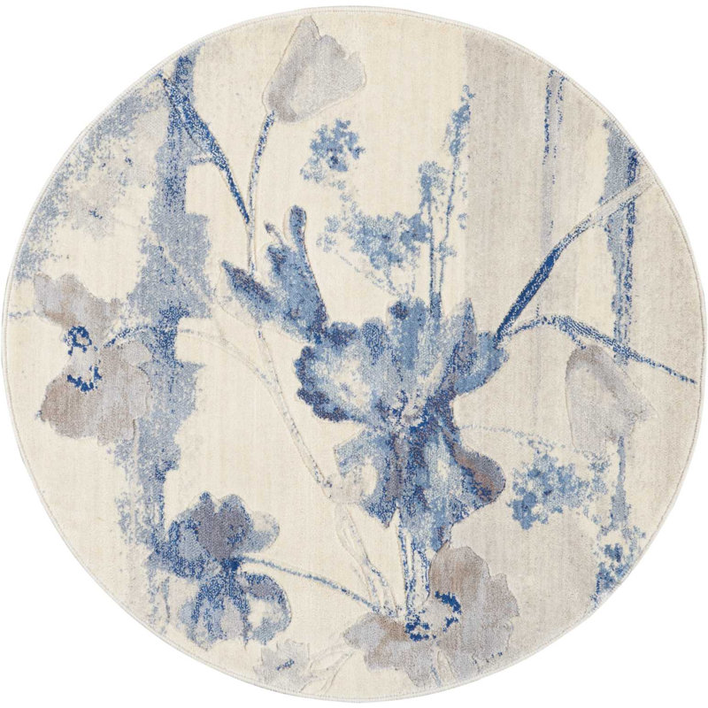 Yulene Floral Indoor Rug, Round 3'6"