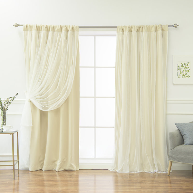 Harborcreek Solid Color Blackout Thermal Rod Pocket Curtain Panels, 52" W x 84" L, Beige