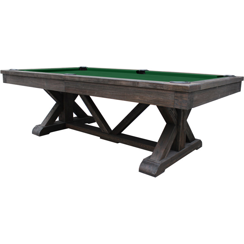 Brazos River Weathered 8' Slate Pool Table with Professional Installation Included, Weathered Black, English Green