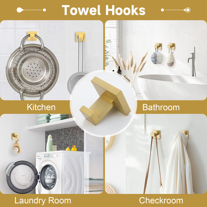 5 Piece Bathroom Hardware Set (Set Of 5), Brushed Gold