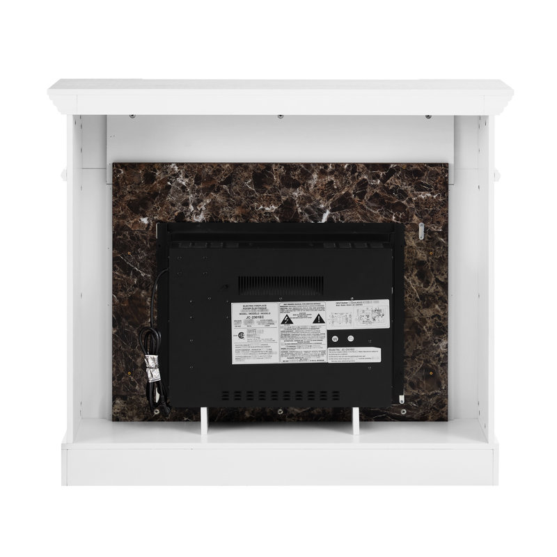 Foyer électrique avec manteau de cheminée, manteau de cheminée, radiateur autoportant, entourage réaliste en pierre empilée avec minuterie à télécommande flamme, blanc, l 45,66 po x P 11,8 po x H 40 po