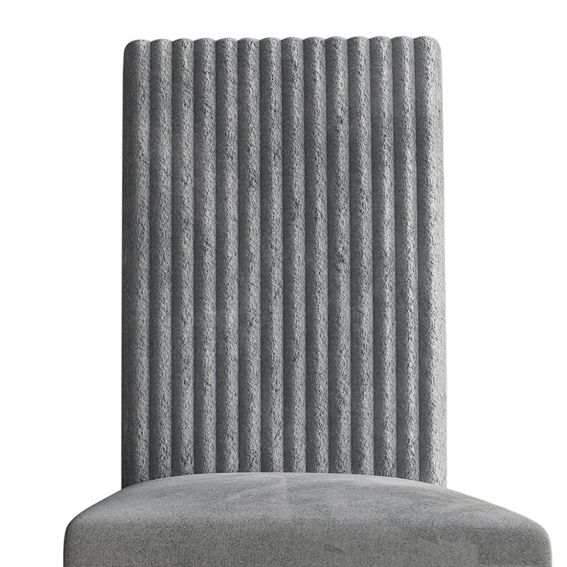 Wooden Dining Chair With Corduroy Velvet Cover, Gray