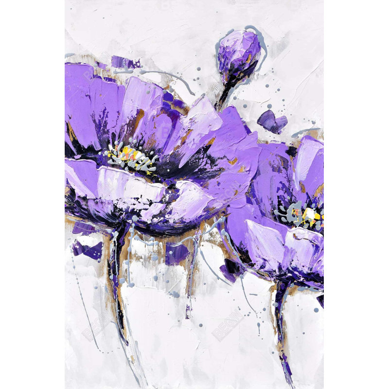 "Fleurs d'anémone mauve" sur toile