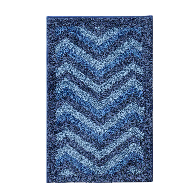 Clara Clark Ultra Soft Non-Slip Shaggy Chevron Bath Mat, Blue, 20" W x 32" L