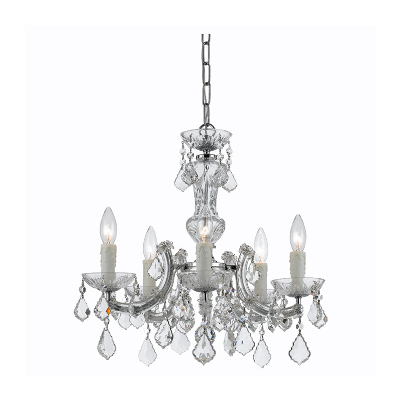 Lustre classique / traditionnel à 5 lumières de style bougie Weekes, Chrome poli, Standard