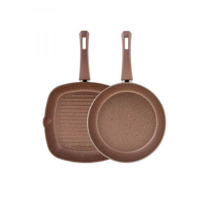 Karaca Biogranite Rose Gold 2-Piece Induction Pan Set, Rose Gold