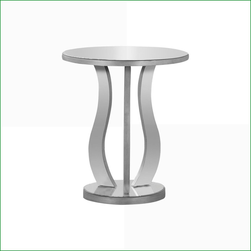 Table basse transitionnelle grise à miroir pour le salon et la chambre à coucher, plateau spacieux pour lampes / décor, étincelle réfléchissante