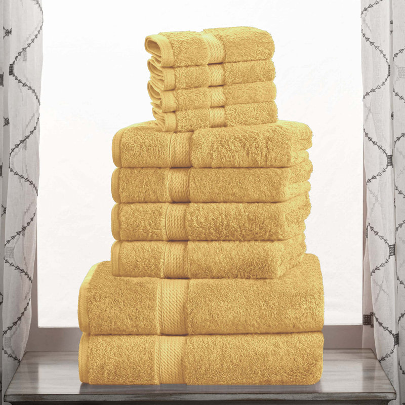 Scotia Egyptian Cotton Bath Towel Set, Gold, 10Pc Towel Set (2Bath, 4Hand, 4Face)