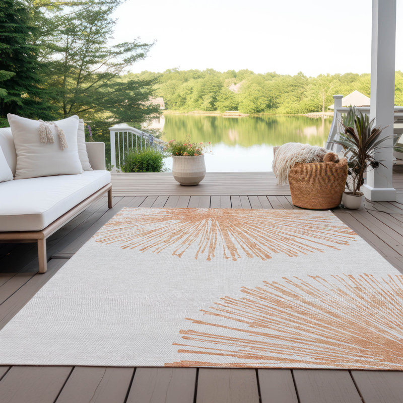 Tapis intérieur / extérieur rectangulaire avec envers antidérapant Heffington, Rectangle 2 pi 6 po x 3 pi 10 po