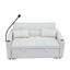 Causeuse moderne en velours beige, canapé-lit convertible 3 en 1, inclinable réglable, coussins décoratifs, poches, facile à nettoyer et à entretenir, comprend 2 supports de téléphone à chargement doux, lit double pour bureau