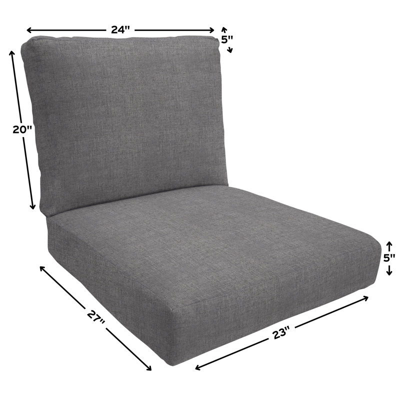 Eddie Bauer Sunbrella® Fabric 1-Piece Outdoor Louge Chair Cushion, 23"W x 27"L, Cast Slate , Cast Slate Sunbrella® Plainweave
