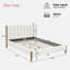 Platform Bed With Upholstered Thick Headboard, Vertical Stripes Design And Wood Legs-759473823