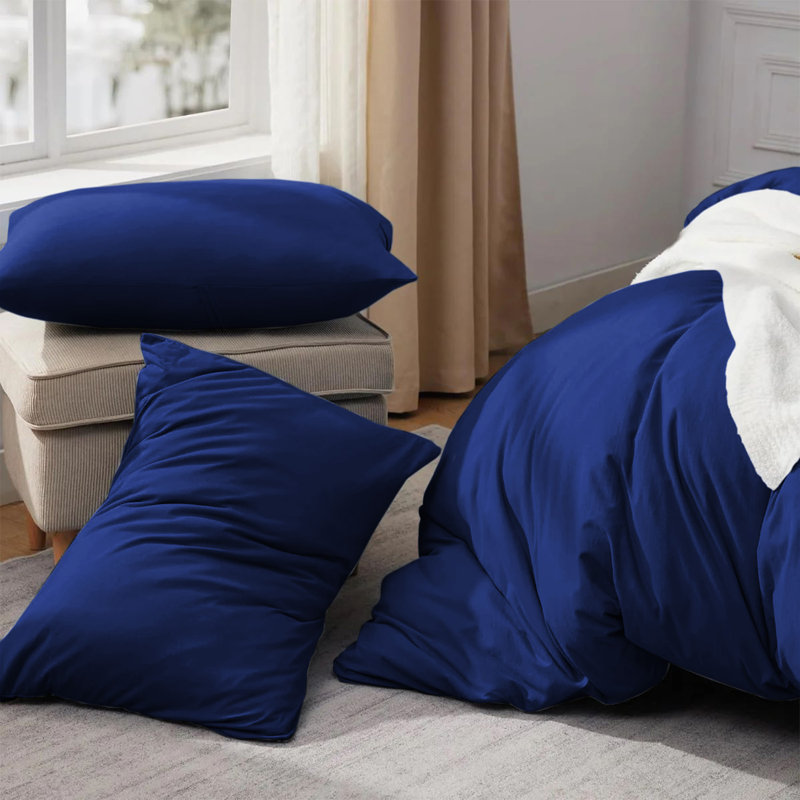 Luxury Microfiber Duvet Cover Set – Soft, Wrinkle-Free, Hotel-Quality Bedding With Pillowcases, Navy