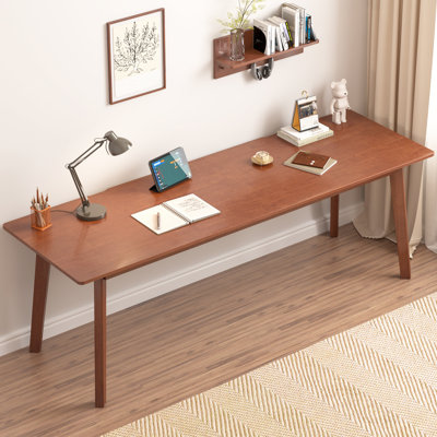 100% Solid Wood Desk 63" Mid Century Modern Desk Large 2 Person Vintage Writing Desk Simple Wooden Table For Restaurants, Home, Offices