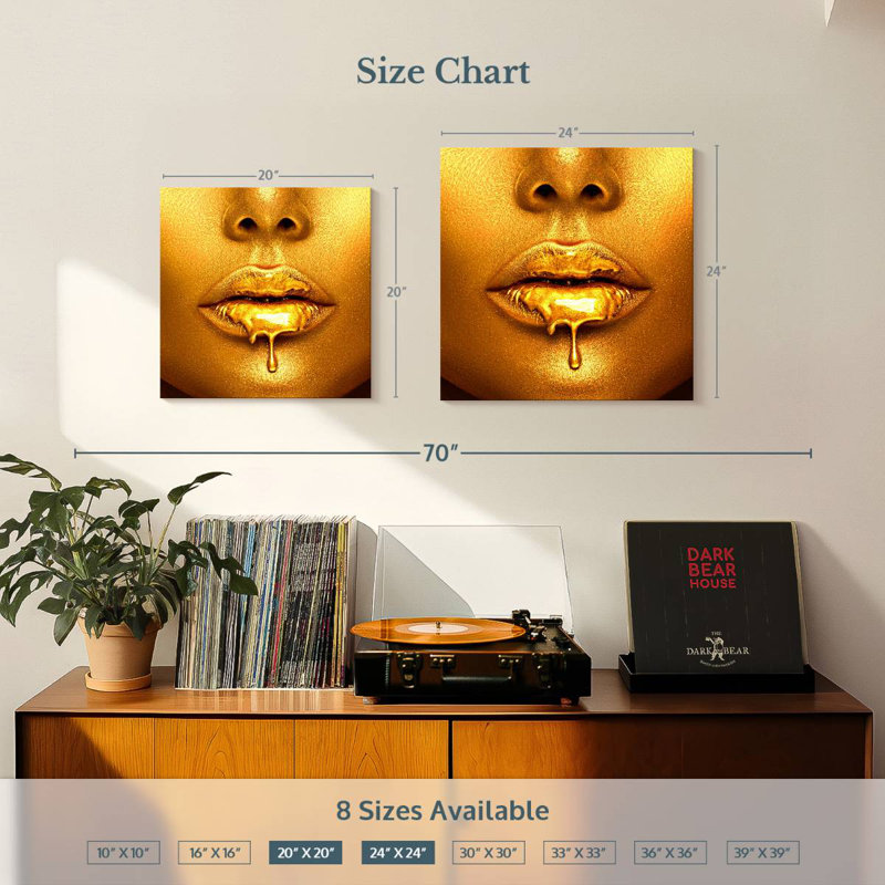 Shuttleworth Luscious Gold Lips, 24" H x 24" W