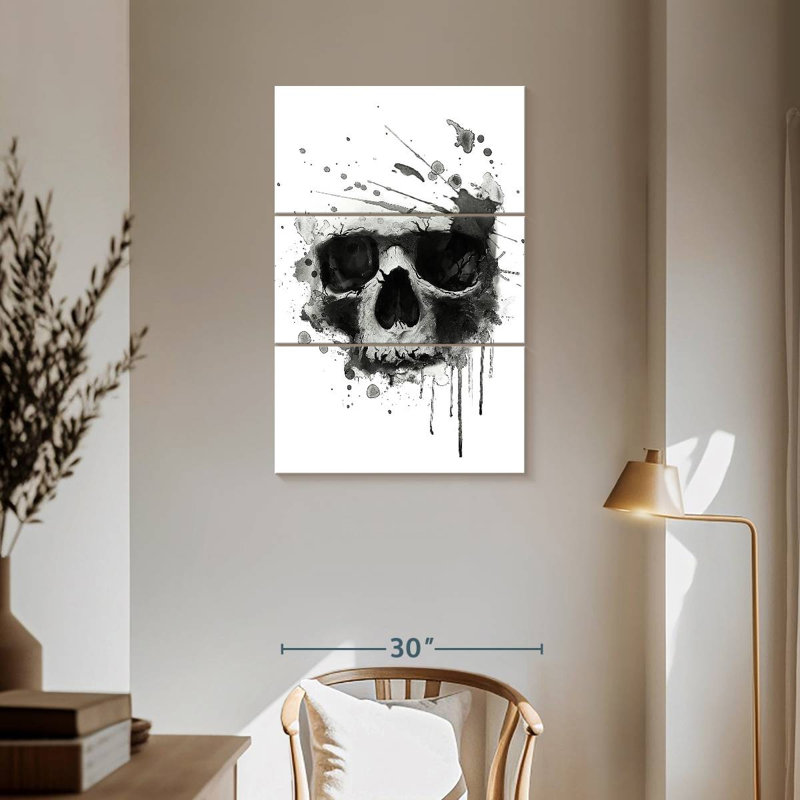 Hitzel Dark Blotted Skull, 57" H x 36" W
