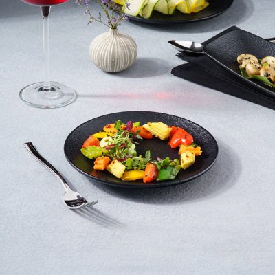 Assiette sans rebord Vital Coupe en porcelaine Black Dazzle Premium, 17,8 cm