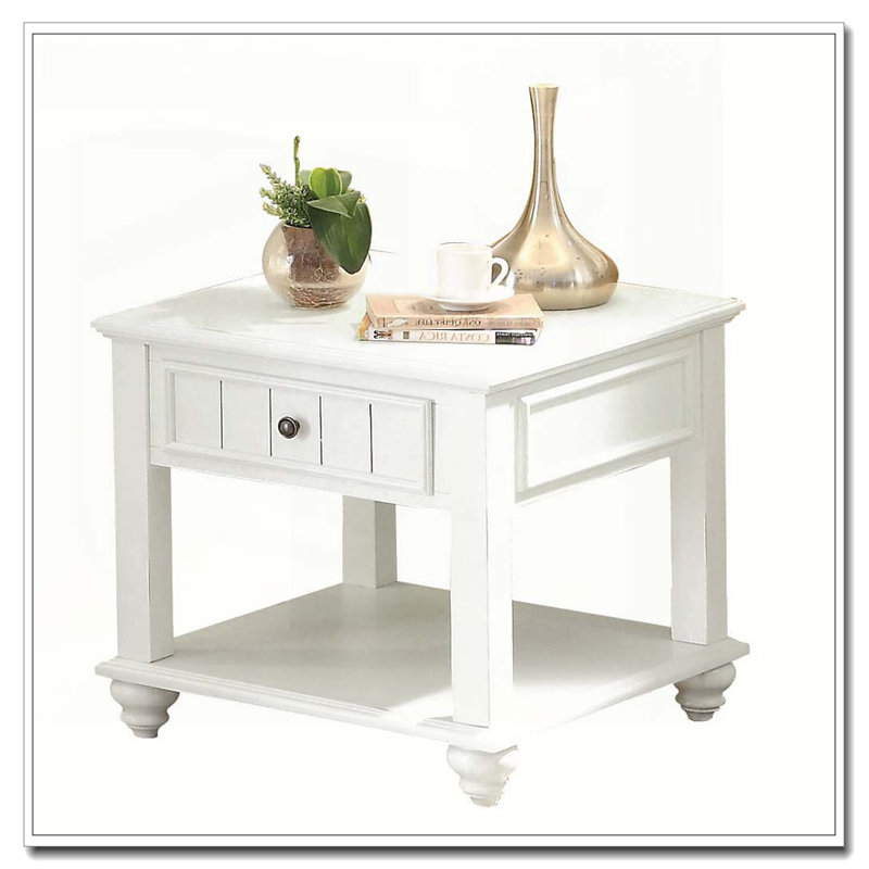 Table de bout blanche avec tablette inférieure