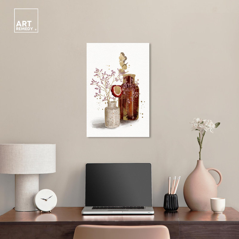 Farmhouse Floral 16" x 24" Canvas Wall Art with Wood Frame