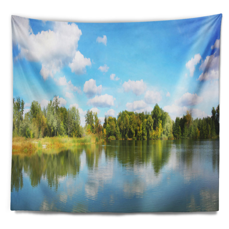 Tapisserie panorama landscap spring lake, H 32 po x l 39 po