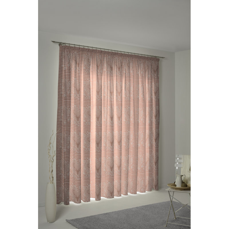Devos Pencil Pleat Single Curtain, Opaque, 132cm Width x 225cm Drop, Brown/Grey