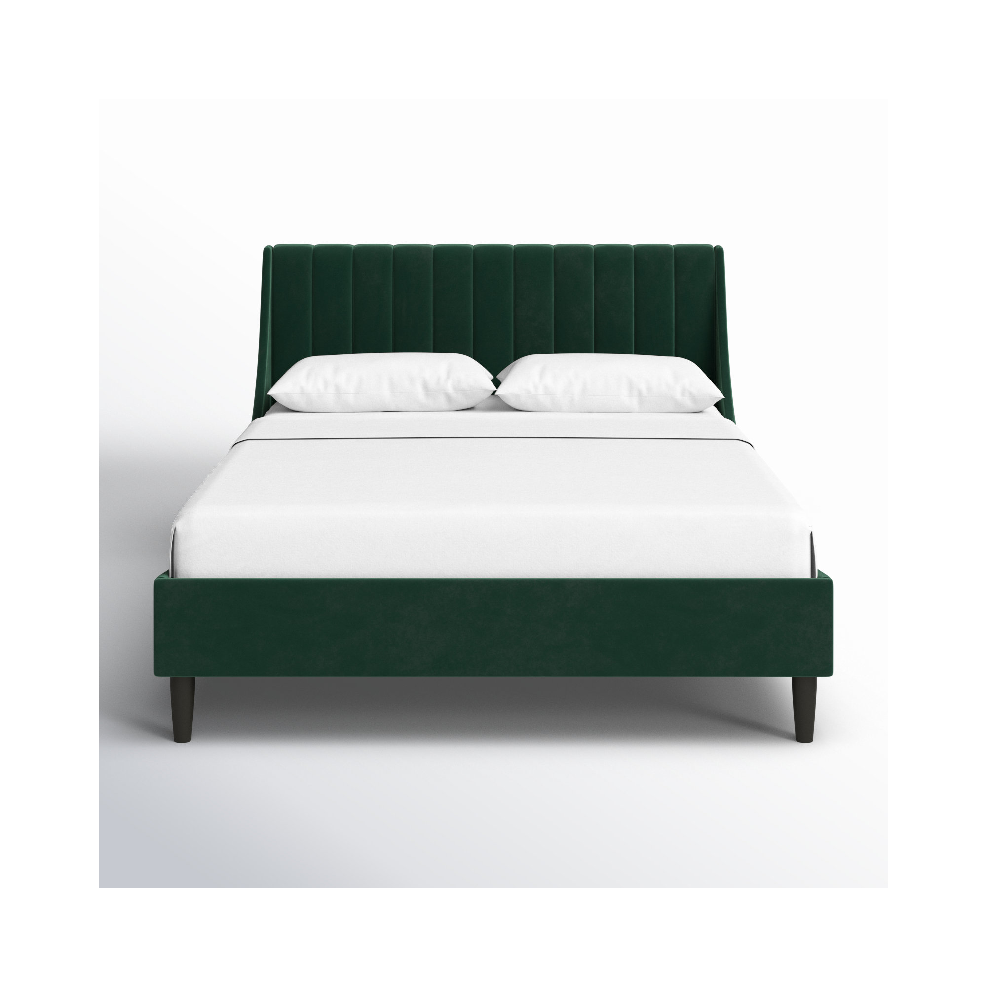 Helaina Upholstered Wingback Bed, Queen, Evergreen Velvet