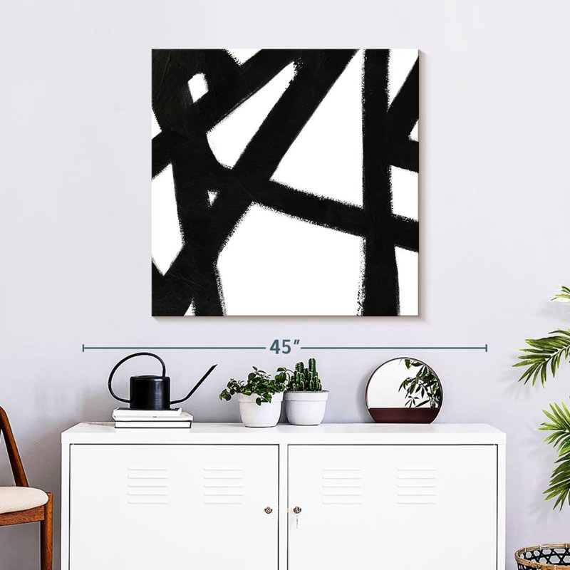 Black Ink Streaks IV On Canvas Print, 30" H x 30" W x 1.25" D